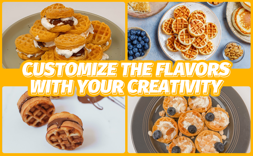 cutomize the flavors of mini waffle bites with your creativity