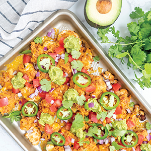 photo of sheetpan cauliflower nachos