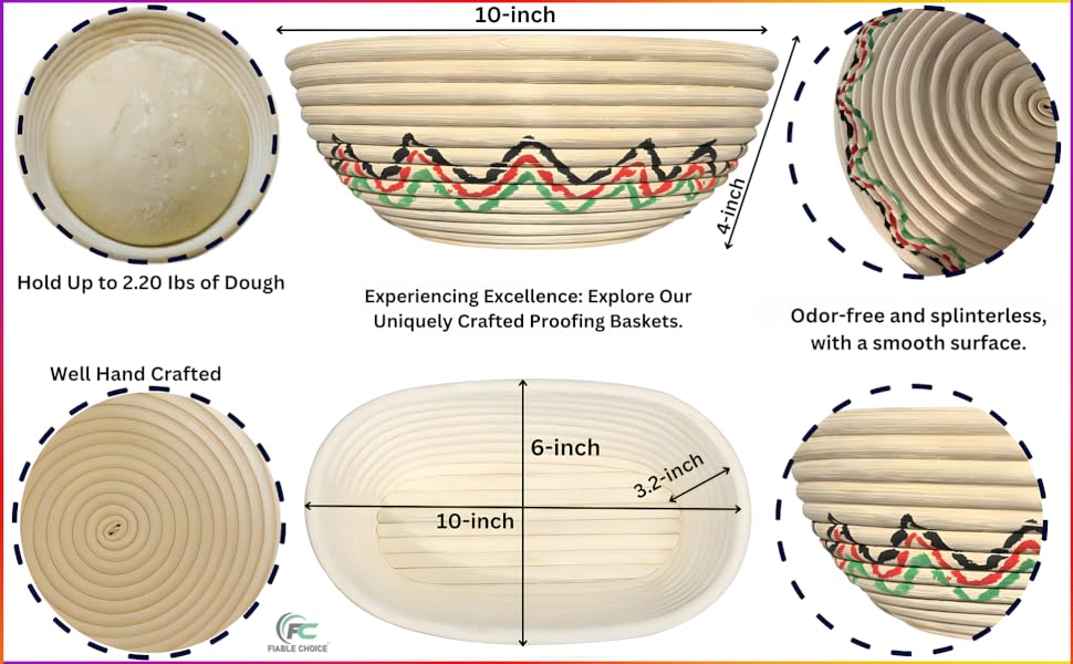  Professional grade Tools Supplies, Our Bread Proofing Baskets set Made from High Quality Rattan 