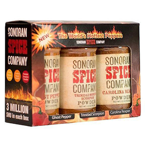 Carolina Reaper Trinidad Scorpion Ghost Pepper Powder 1.5 Oz Hot Box Gift Set Sonoran Spice