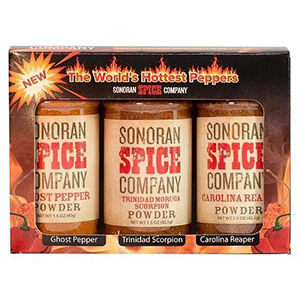 Carolina Reaper Trinidad Scorpion Ghost Pepper Powder 1.5 Oz Hot Box Gift Set Sonoran Spice