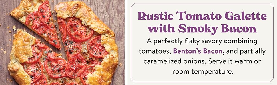 Description of the recipe: Rustic Tomato Galette with Smoky Bacon