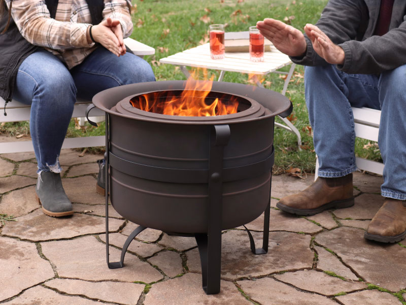 Sunnydaze Cauldron-Style Smokeless Wood-Burning Fire Pit with Cover and Poker