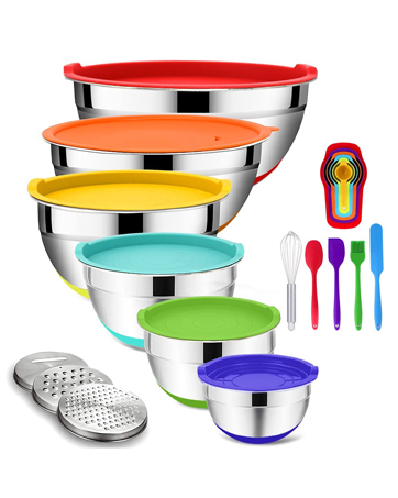 6Pcs Mixing Bowls with Accessories Set