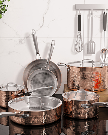 Homaz life Cookware Sets, 10 Piece, Rose Gold