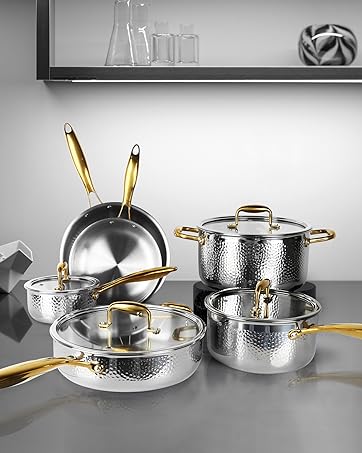 10PCS Stainless Steel Pots and Pans Set