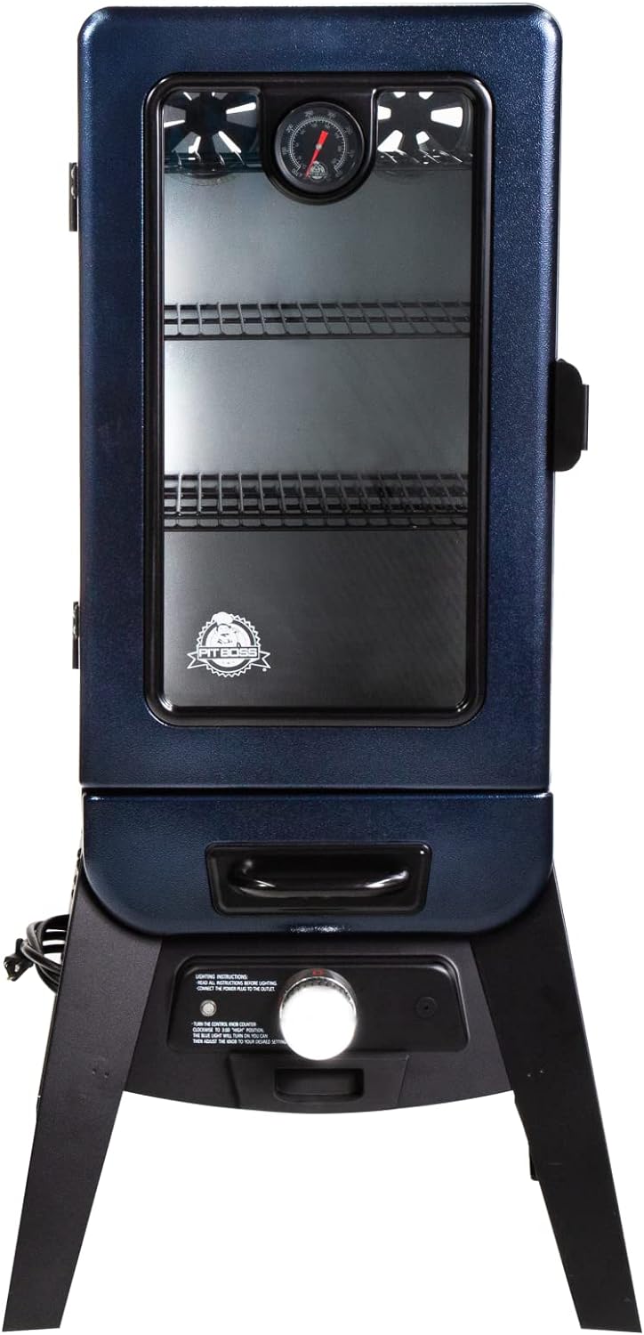Pit Boss Grills PBV3A1 Electric Smoker, Blue Hammertone, 684 sq portable gourmet smokers