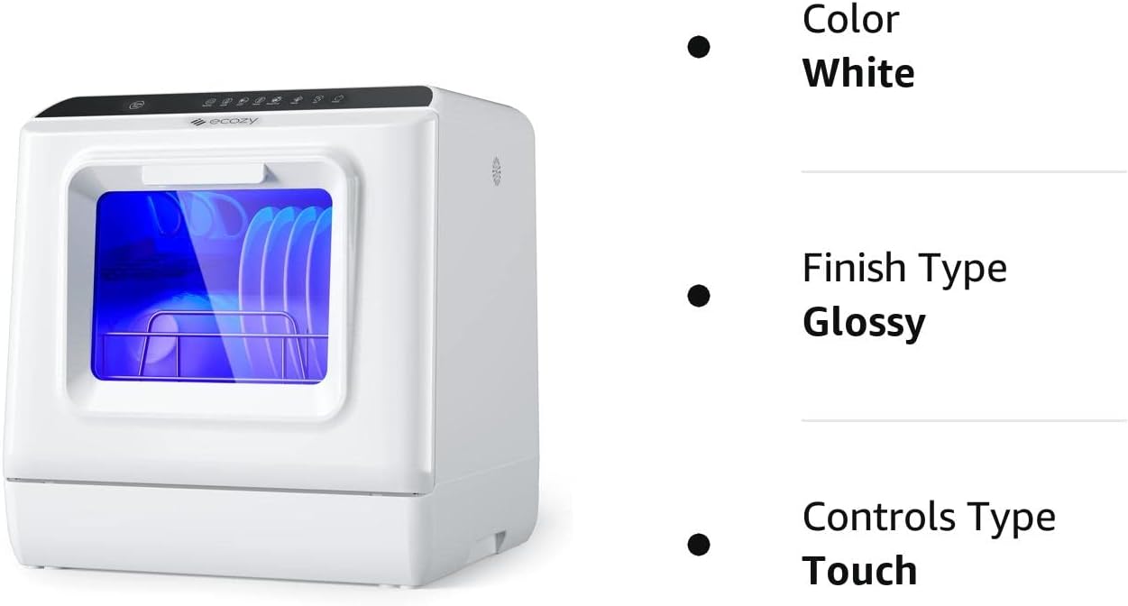 ecozy Portable Dishwasher Countertop, Mini Dishwasher with a Built-in 5L Water Tank, No Hookup Needed, 6 Washing Programs, Extra Air Drying Function for Apartments, Camping and RV - Image 9