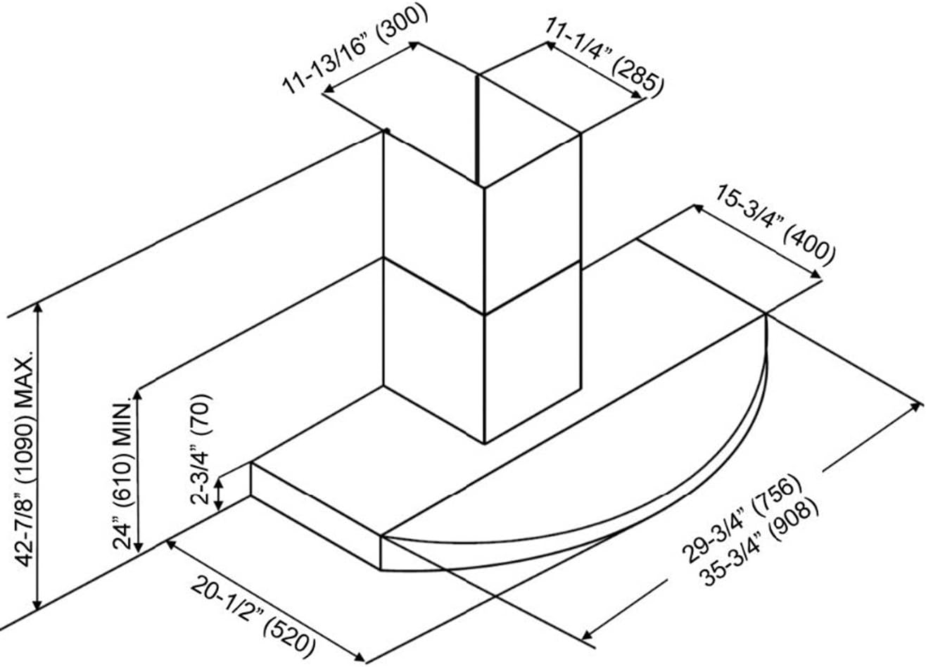 KOBE RA3836SQB-WM-5 Deluxe 36" Wall Mount Range Hood, 3-Speed, 700 CFM, LED Lights, Baffle Filters, Stainless steel - Image 4