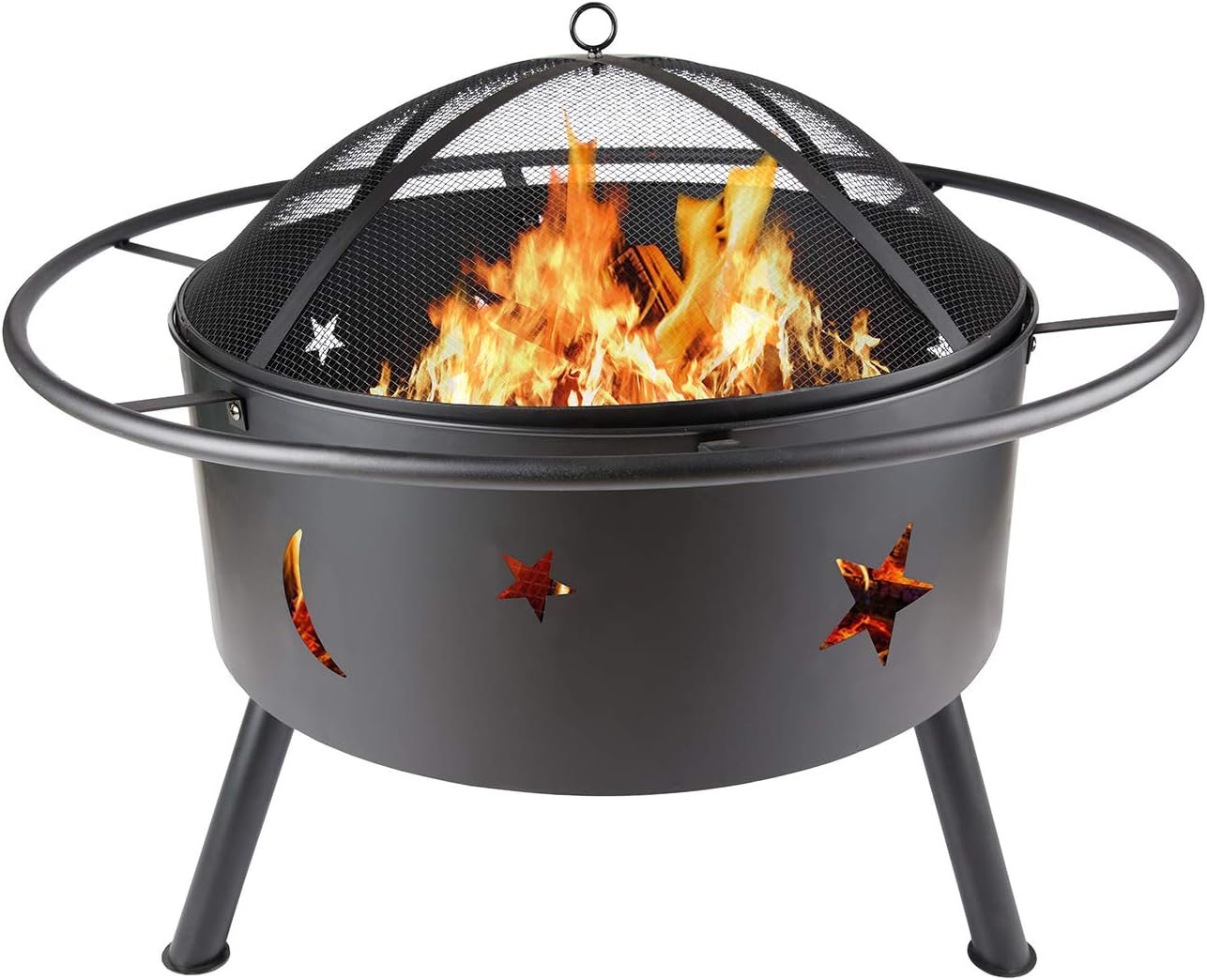 32'' Star and Moon Iron Burning Outdoor FIRE Pit - Image 4
