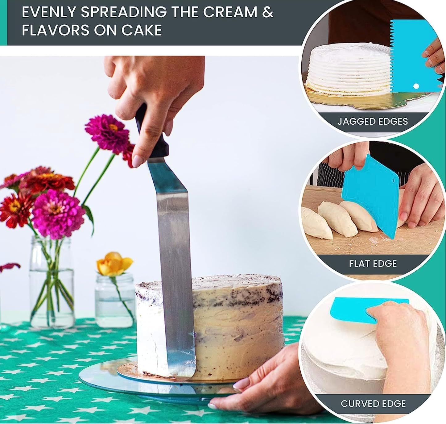 zhonglinhua99pcs Cake Pan Set with Removable Base, Cake Decorating Supplies with 3 Nonstick Bakeware Springform Pans (8" 9" 10"), Numbered Icing Piping Tips and Other Baking Supplies for Cheesecake - Image 6