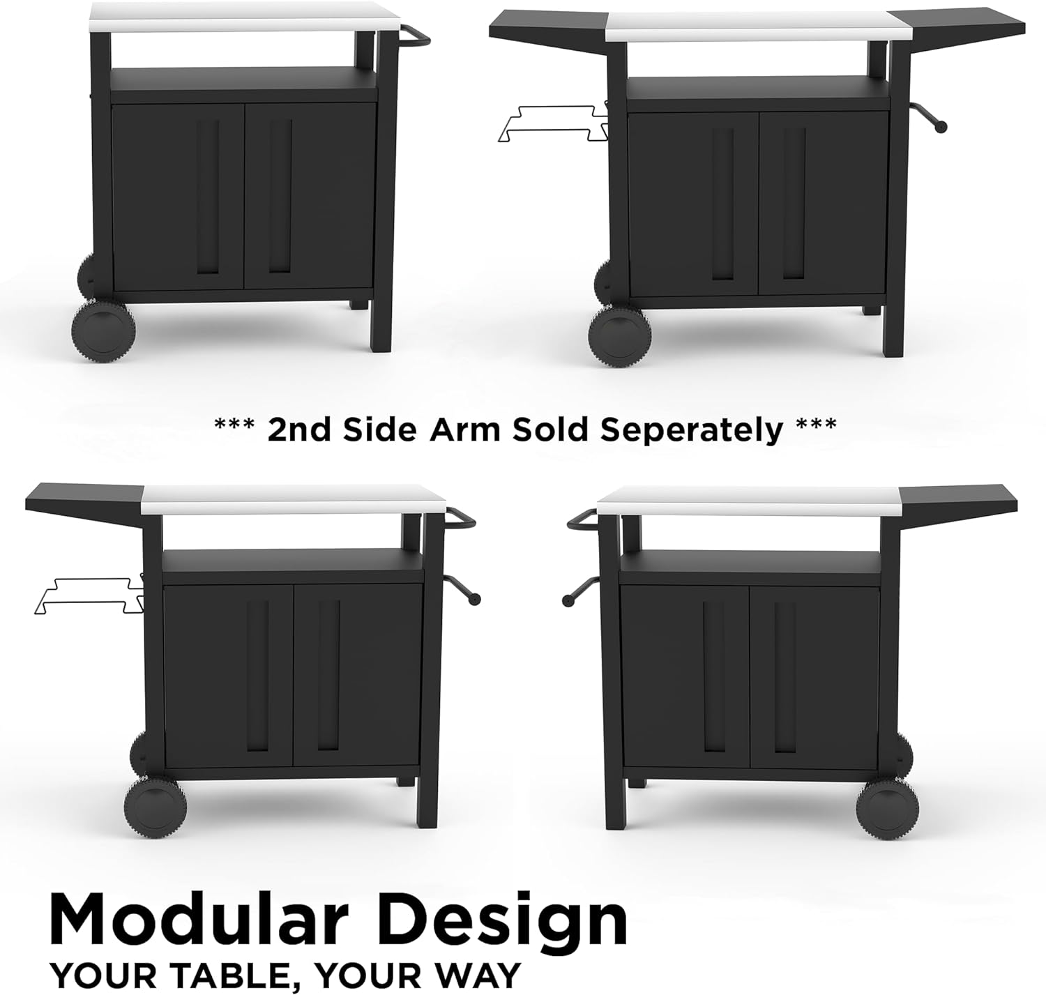 XL Grill Cart Outdoor with Storage - Modular BBQ Cart, Bar Patio Kitchen Island Prep Stand Cabinet - Image 3