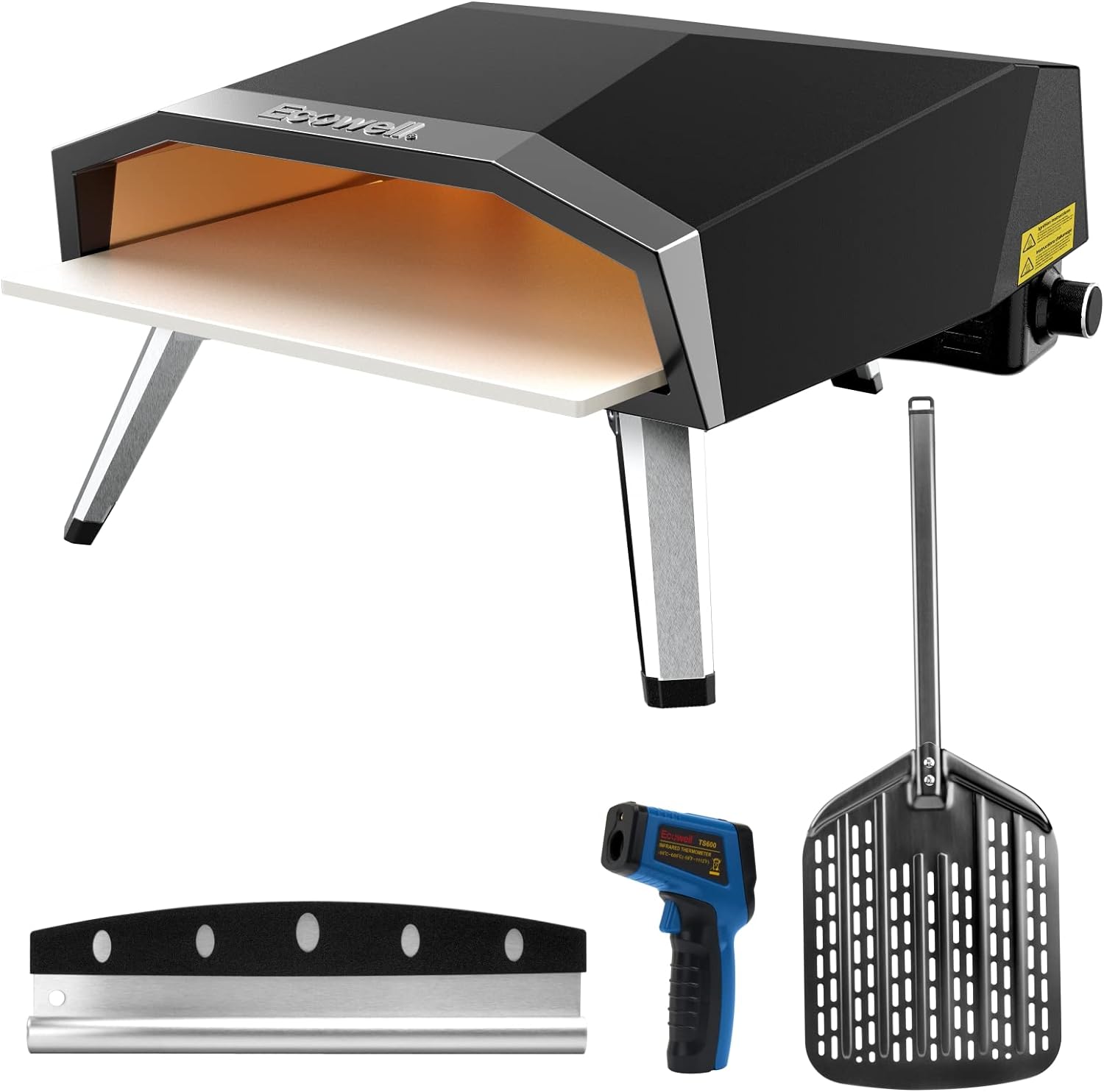 ECOWELL EPO160 Outdoor Oven-16 Outside Stone/Peel/Cutter, Infrared Thermometer and Portable infrared thermometers for baking