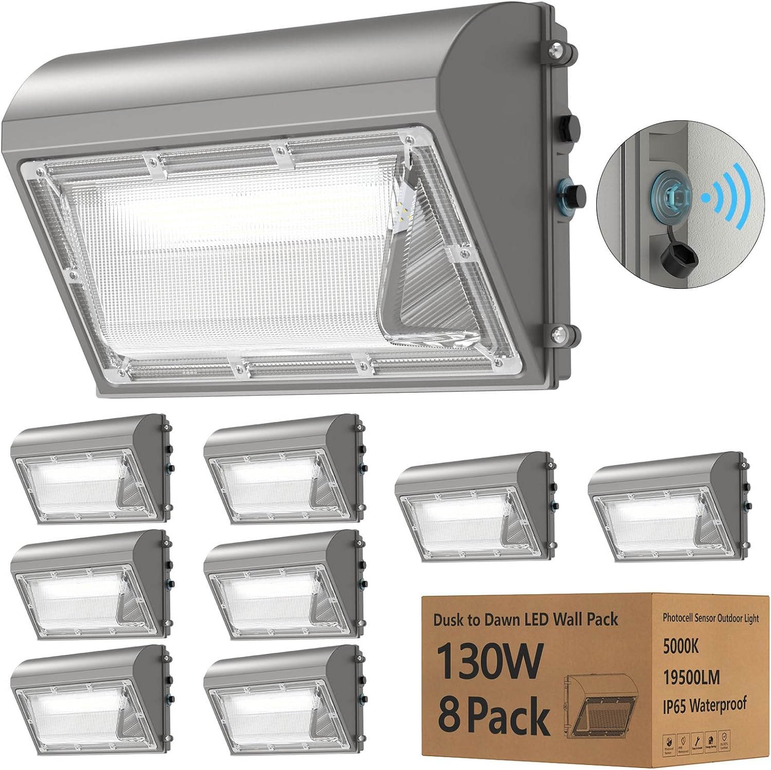 8 Pack 130W LED Wall Pack Light with Dusk to outdoor culinary workshops