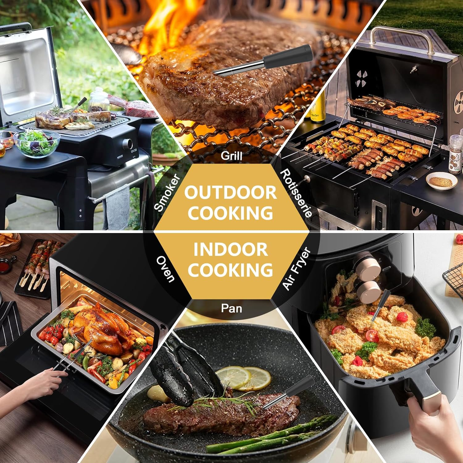 4-Probe Wireless Meat Thermometer, 400FT Wireless Range Bluetooth Meat Thermometer Digital, Probe Lasts Up to 16 Hours, Instant Read Food Thermometer for Oven, Smoker, Grill - Image 7