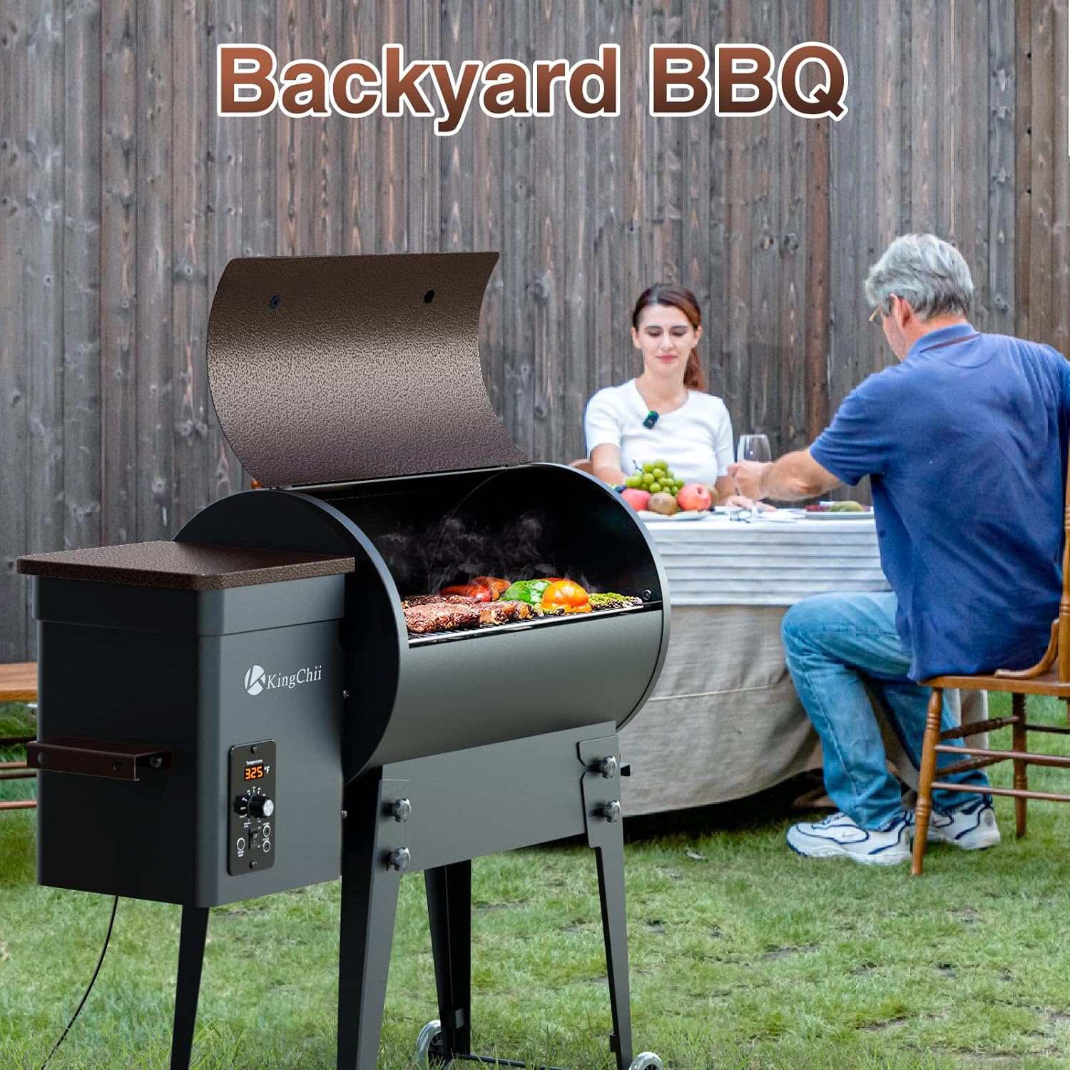 KingChii 2023 Upgrade Portable Wood Pellet Grill & Smoker Multifunctional BBQ Grill with Automatic Temperature Control Foldable Leg for Backyard Camping Cooking Bake and Roast, 341 sq in Bronze - Image 5