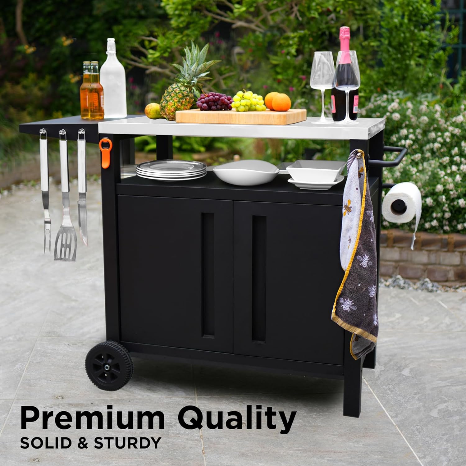 XL Grill Cart Outdoor with Storage - Modular BBQ Cart, Bar Patio Kitchen Island Prep Stand Cabinet - Image 2
