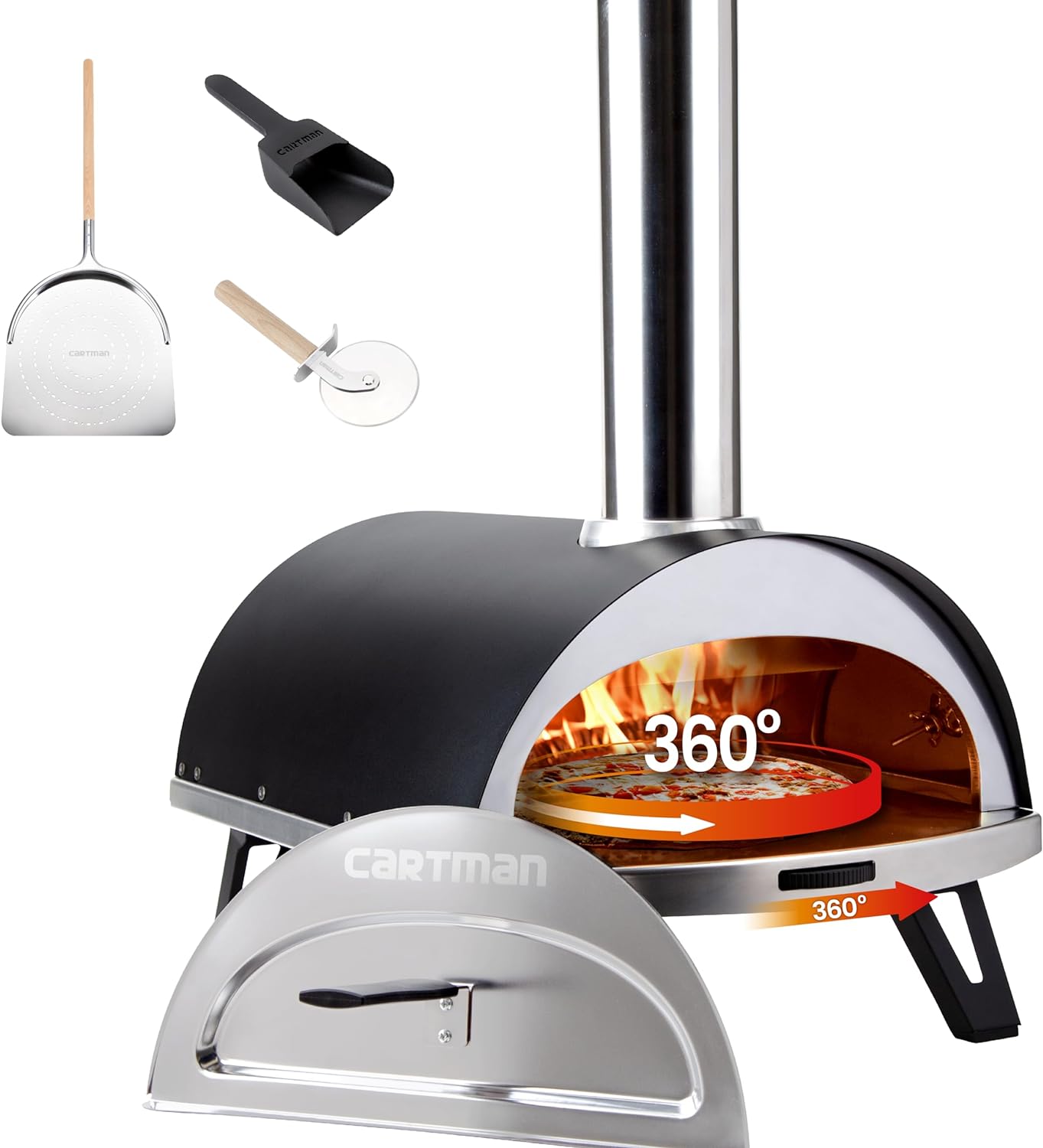 Cartman Outdoor 12" Wood Fired Portable Pizza Ovens & Pizza portable wood-fired pizza ovens