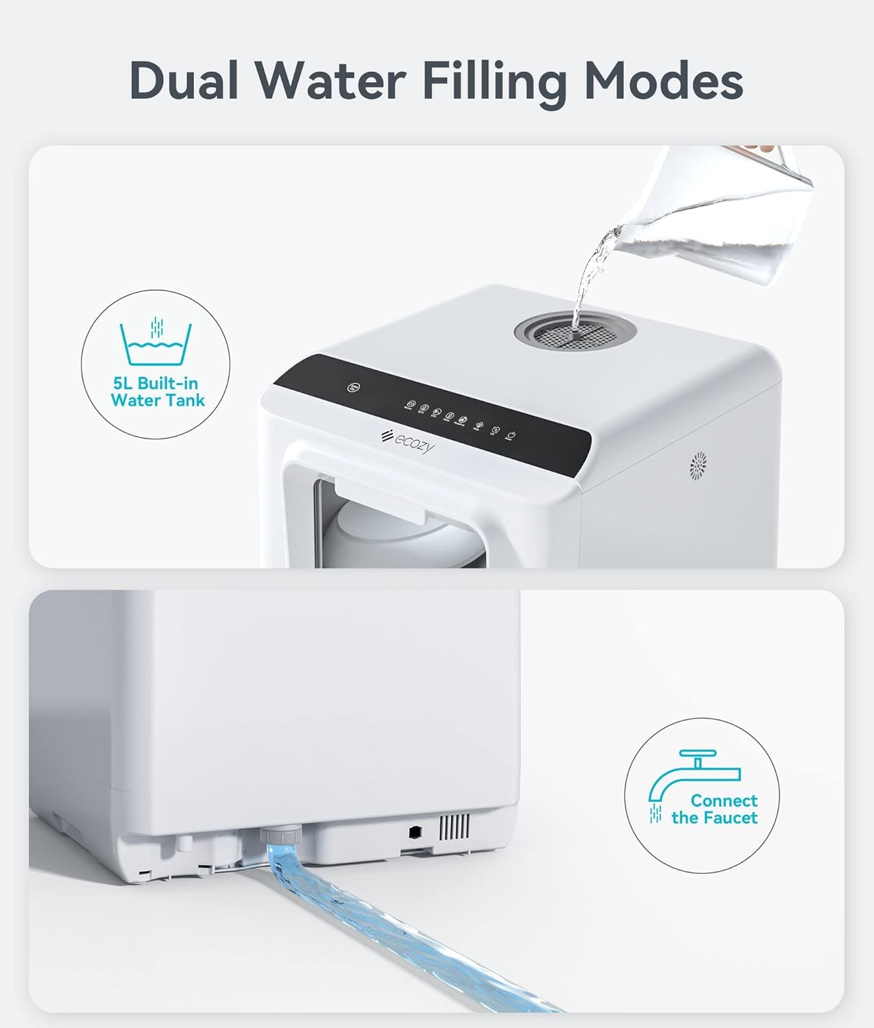 ecozy Portable Dishwasher Countertop, Mini Dishwasher with a Built-in 5L Water Tank, No Hookup Needed, 6 Washing Programs, Extra Air Drying Function for Apartments, Camping and RV - Image 4