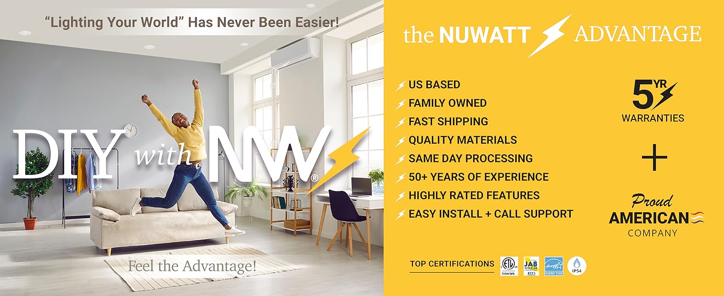 Nuwatt Advantage American based company family owned small business ultra thin recessed light 5CCT