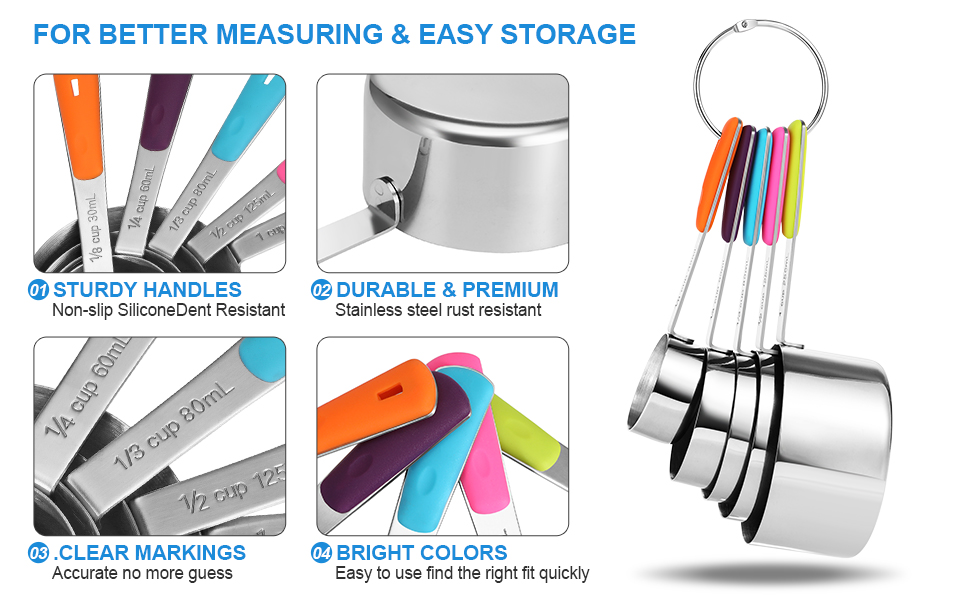 measuring cup and spoons set, measuring spoons cups, measurement cups set measuring sets for cooking