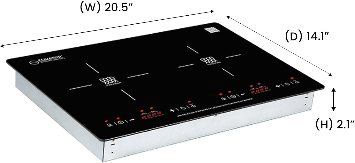 Equator 13" VERTICAL 2-BURNER Induction Cooktop 9 POWER Built in/Freestand 110V - Image 4