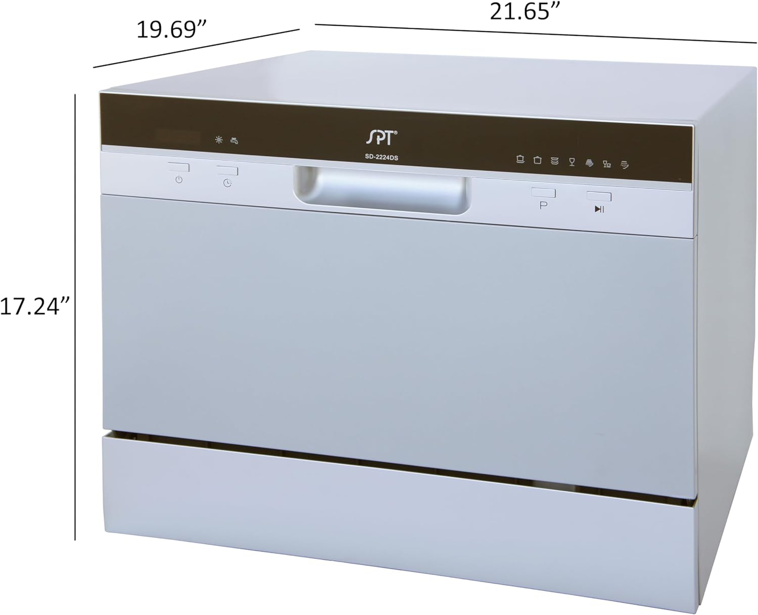 SPT SD-2224DS ENERGY STAR Compact Countertop Dishwasher with Delay Start - Portable Dishwasher with Stainless Steel Interior and 6 Place Settings Rack Silverware Basket, Silver - Image 3