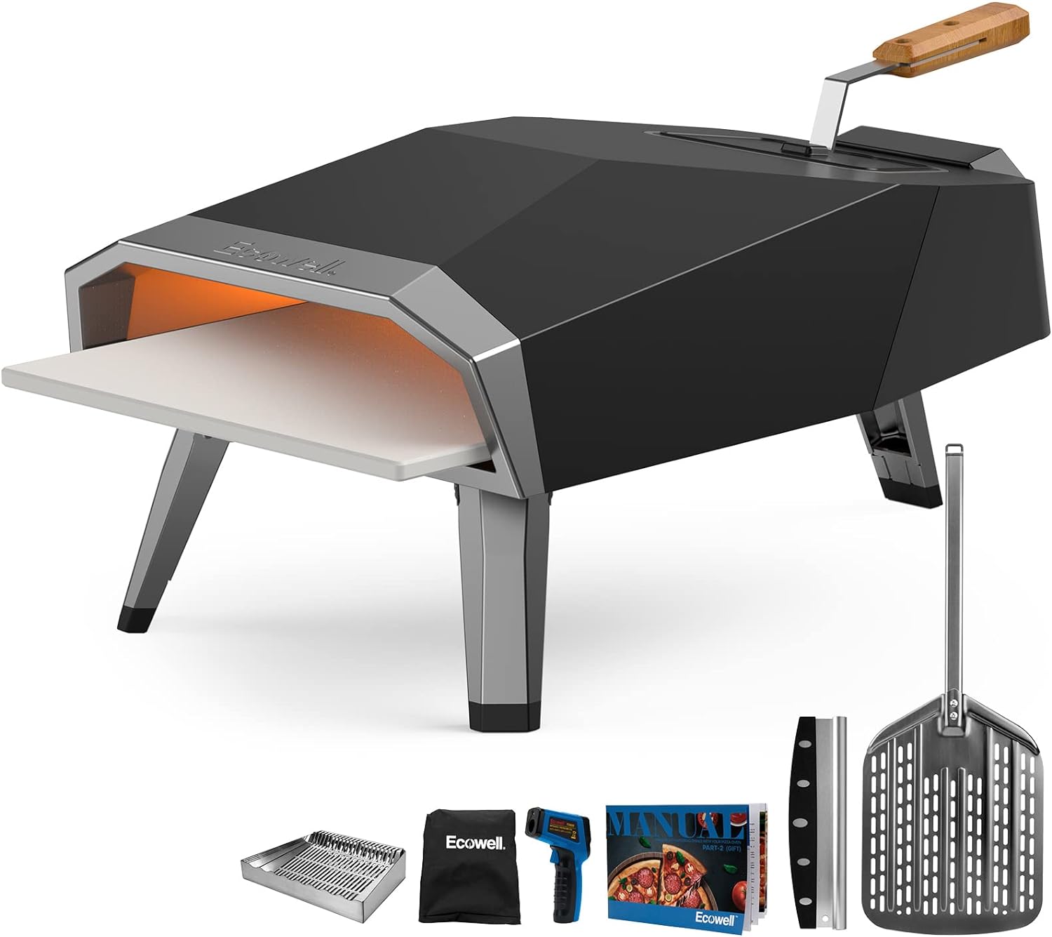 Ecowell EPO12L Outdoor Wood Fired-12 Outside, Pellet Oven with Pizza high-end outdoor kitchens