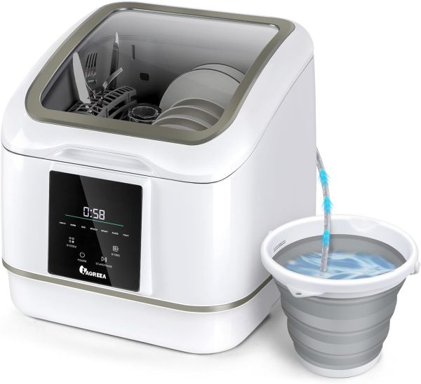 IAGREEA Portable Countertop Dishwasher, 7 Washing Programs Compact Mini Dishwasher, No Hook Needed, Anti-Leakage, Fruit & Vegetable Soaking, For 4 Sets of Tableware - Image 9