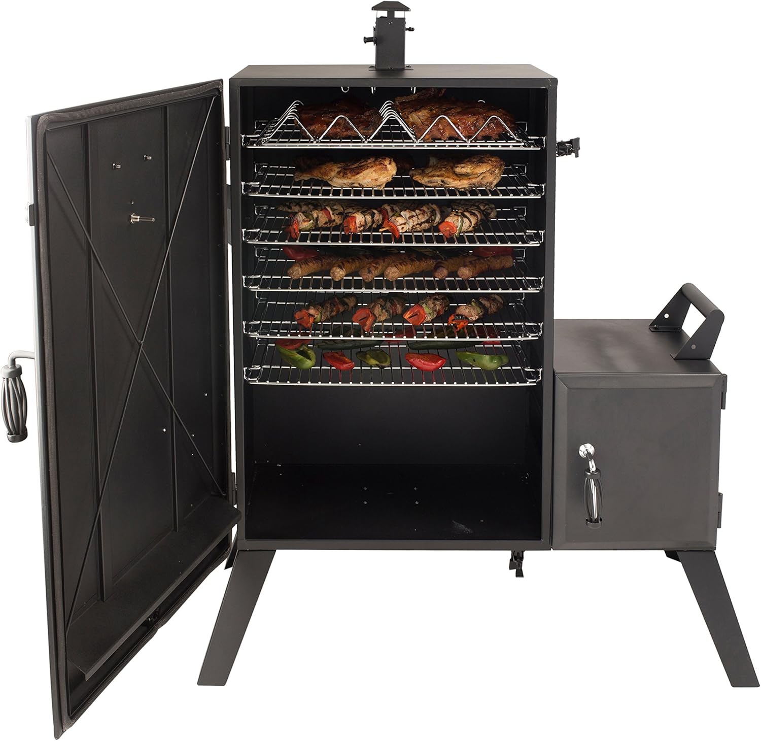 Dyna-Glo DGO1890BDC-D Wide Body Vertical Offset Charcoal Smoker,Black - Image 9