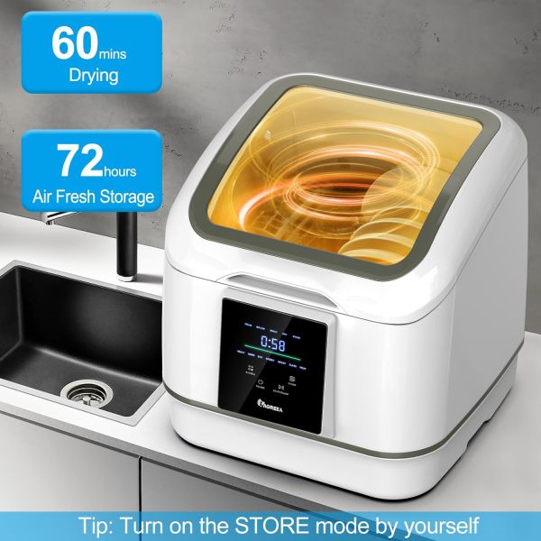 IAGREEA Portable Countertop Dishwasher, 7 Washing Programs Compact Mini Dishwasher, No Hook Needed, Anti-Leakage, Fruit & Vegetable Soaking, For 4 Sets of Tableware - Image 3