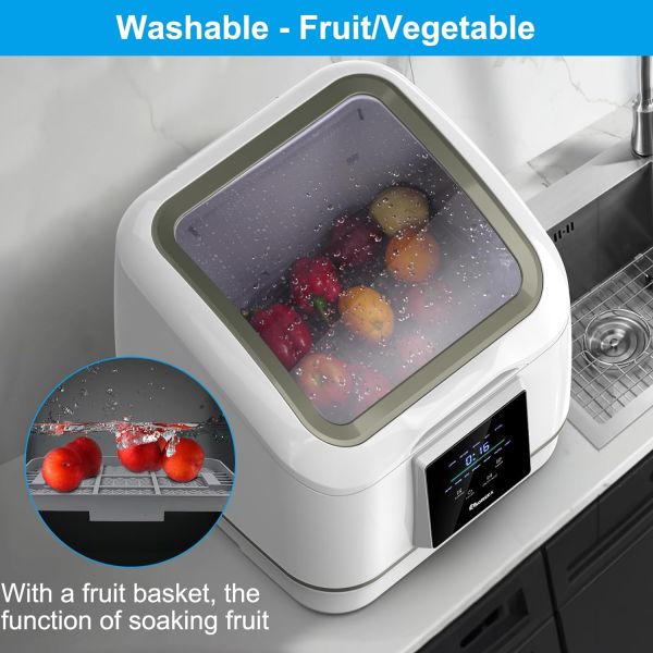 IAGREEA Portable Countertop Dishwasher, 7 Washing Programs Compact Mini Dishwasher, No Hook Needed, Anti-Leakage, Fruit & Vegetable Soaking, For 4 Sets of Tableware - Image 7