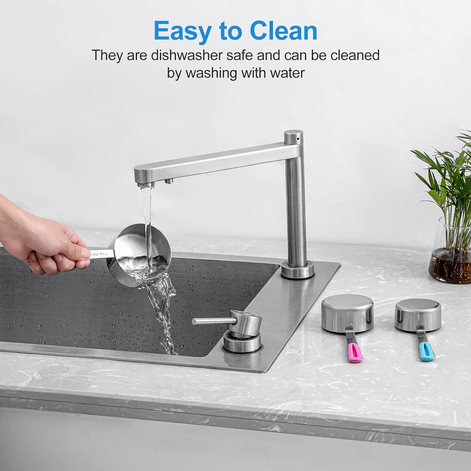 Measuring Cups and Spoons Set Stainless Steel 11 Piece for Cooking and Baking Kitchen Funnel - Image 4