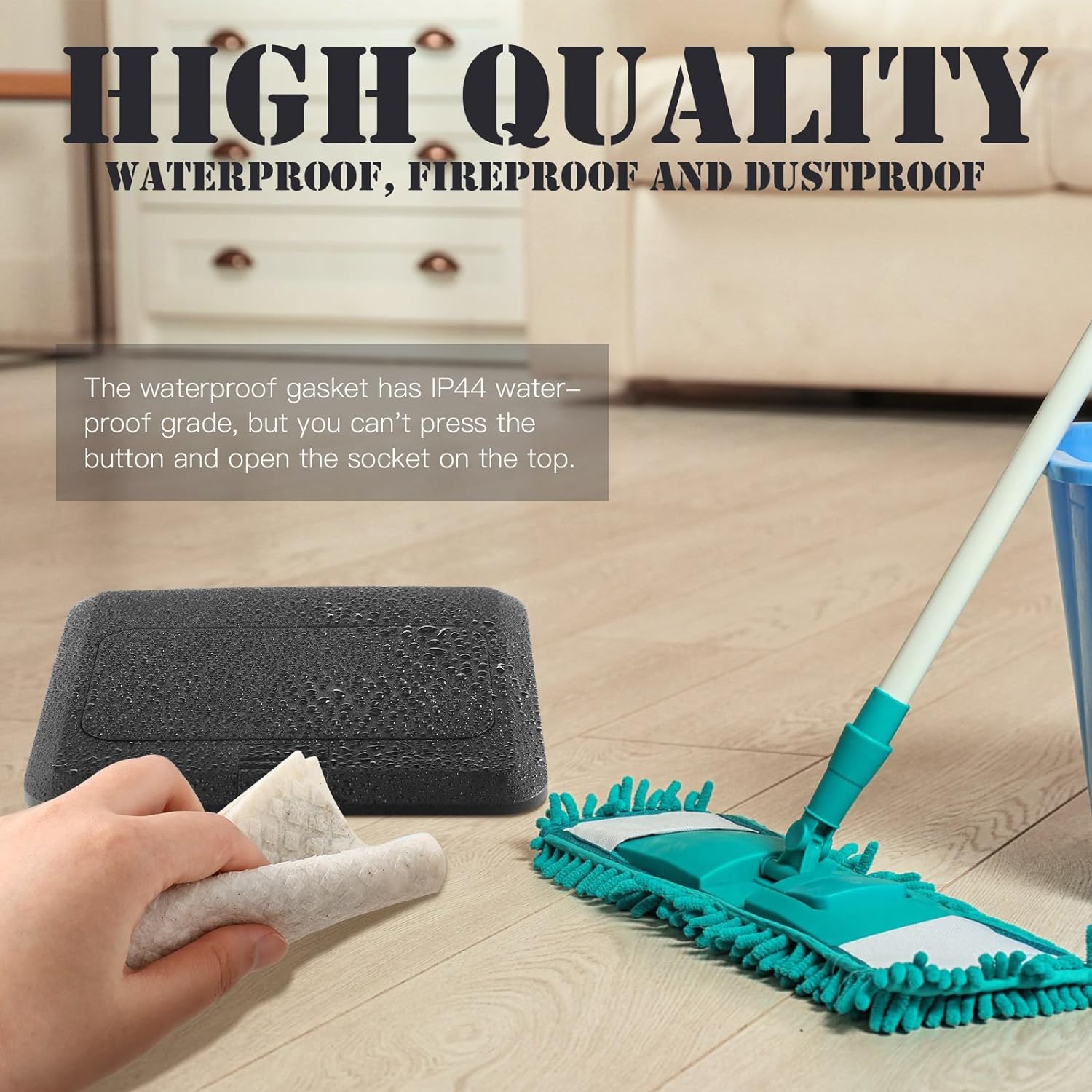 Hoolerry 8 Pack Pop up Floor Outlet Kit Waterproof Electrical Outlet Cover Box with 4.8A USB Charger 20Amp Weatherproof Floor Outlet Tamper Resistant Outlet Receptacle for Countertop Home (Black) - Image 6