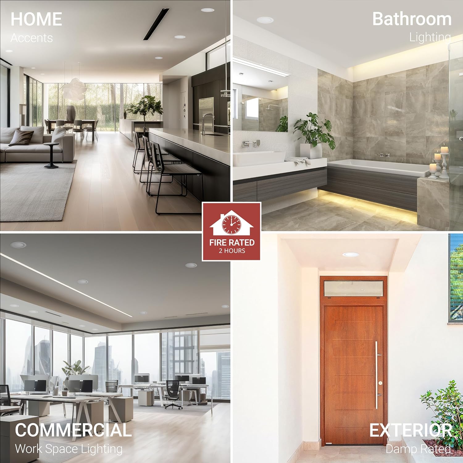 NUWATT 12 Pack, 6 Inch 2 Hour FIRE Rated Ultra-Thin LED Recessed Light, 2700K/3000K/3500K/4000K/5000K Selectable, 1200 Lumens, Dimmable, IC Rated, Wet Rated Canless LED Downlight, No Fire Cone Needed - Image 6