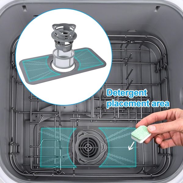 IAGREEA Portable Countertop Dishwasher, 7 Washing Programs Compact Mini Dishwasher, No Hook Needed, Anti-Leakage, Fruit & Vegetable Soaking, For 4 Sets of Tableware - Image 5