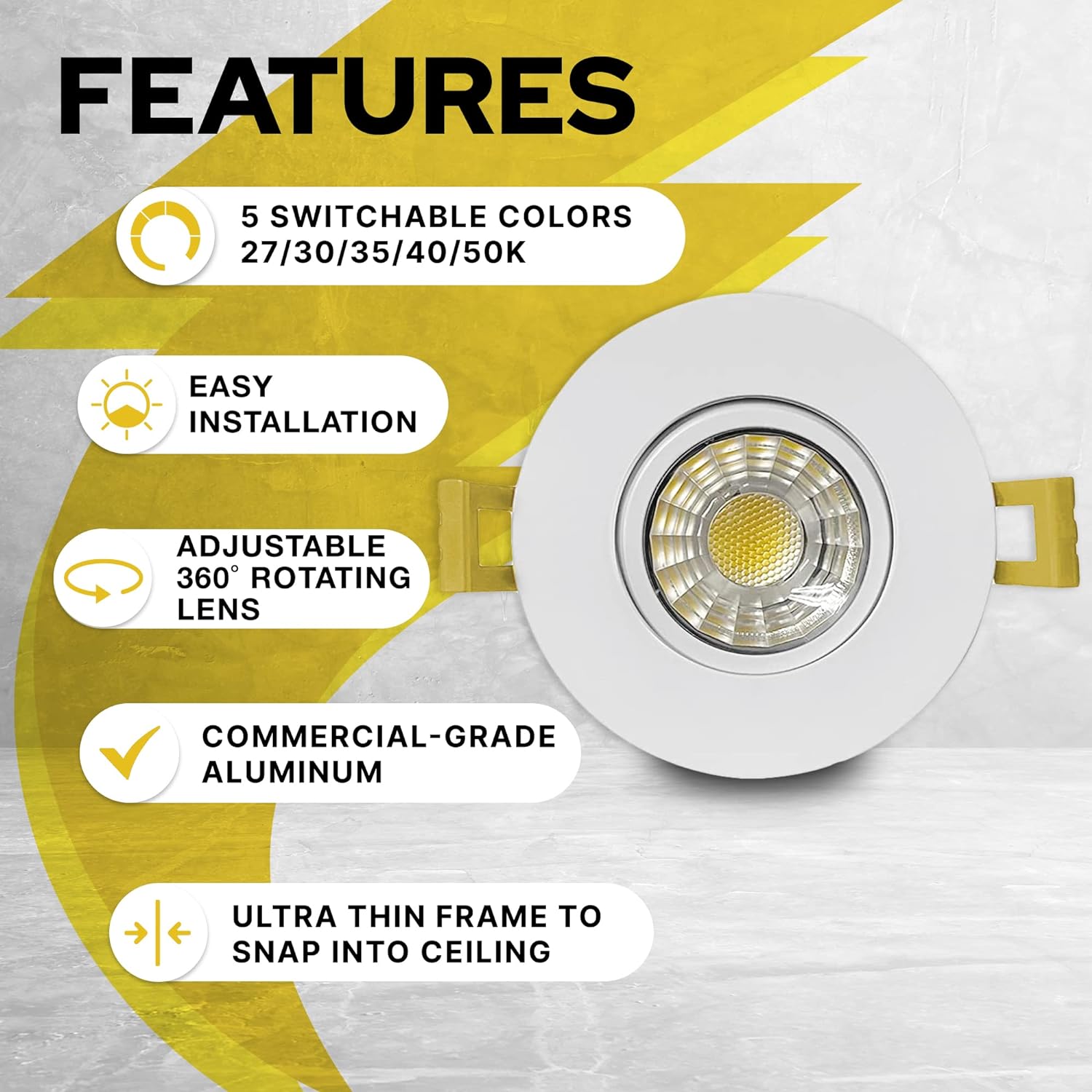 NUWATT 3 Inch Round LED Gimbal Recessed Lighting, Canless All-in-1 LED Ceiling Light with 5 CCT Color Switch 2700K - 5000K, 8W, 600 Lumens, 120V, Dimmable, New Construction, White Trim, 16 Pack - Image 4