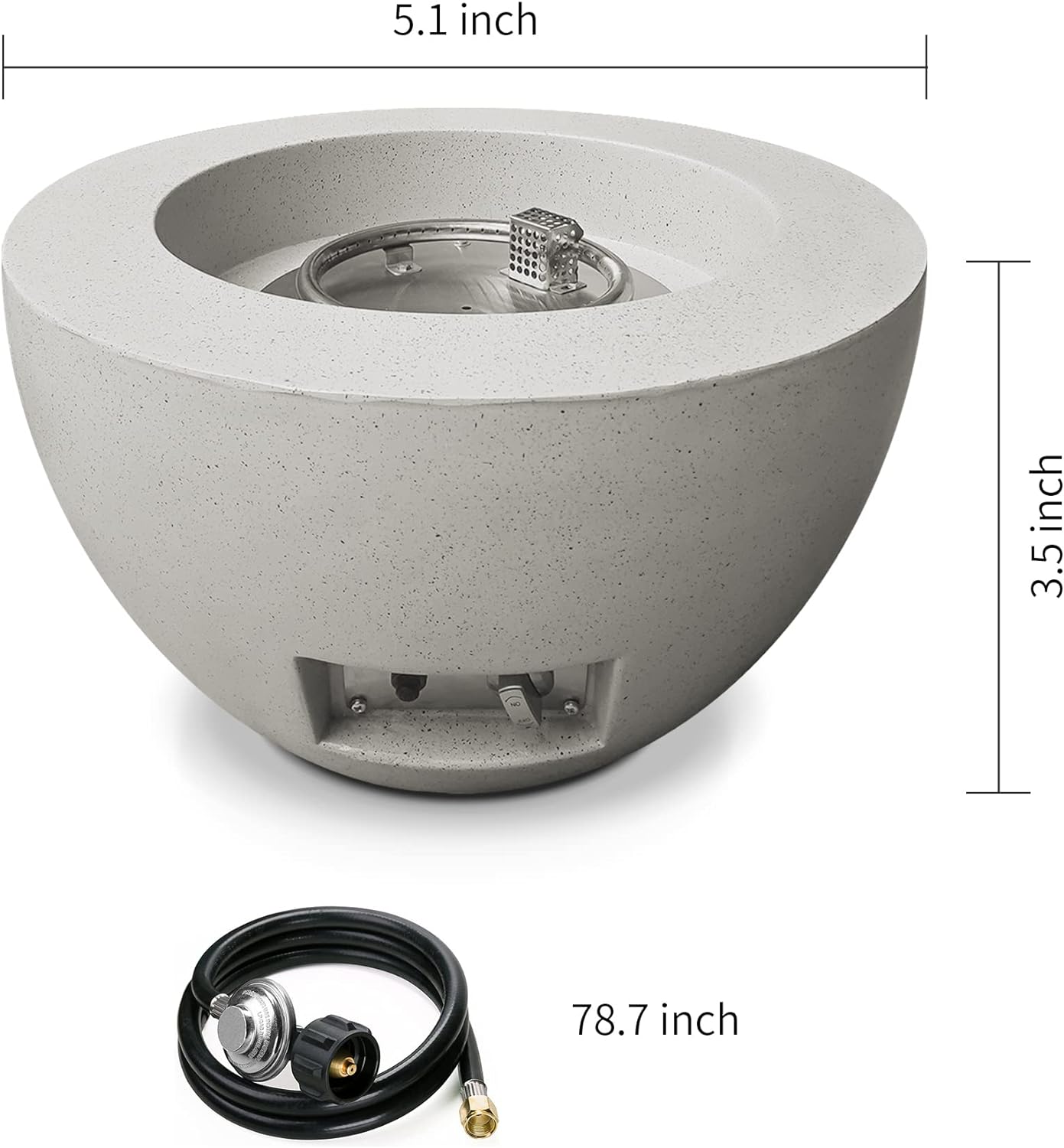 Kante Concrete Round Fire Table 25", 50000 BTU Outdoor Propane Fire Pit Table, Gas Fire Pits for Outside Patio, Smokeless Fire Pit and Outdoor Fire Pits, Light Gray - Image 6