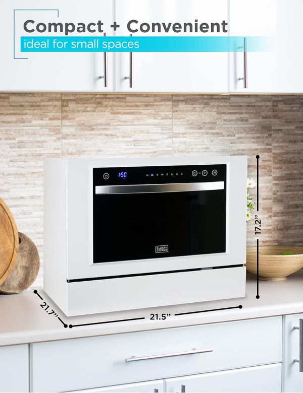 BLACK+DECKER BCD6W 6 Place Setting ENERGY STAR Portable Compact Countertop Dishwasher - Image 8
