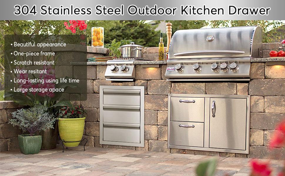 outdoor kitchen drawer bbq horizontal stainless steel double grilling station commercial island 