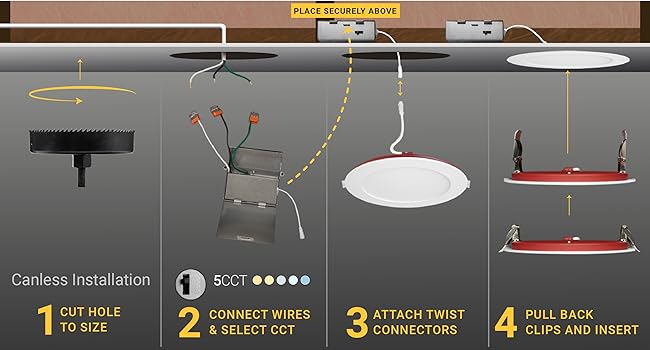 canless ultra thin recessed led light luz empotrada sin lata ic rated Jbox selectable fire rated 5ct