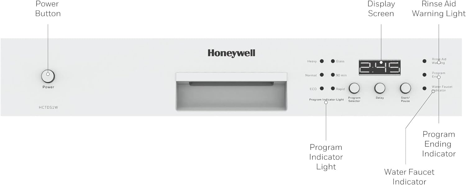 Honeywell Countertop Dishwasher with 6 Place settings, 6 Washing Programs, Stainless Steel Tub, UL/Energy Star- Stainless Steel - Image 3