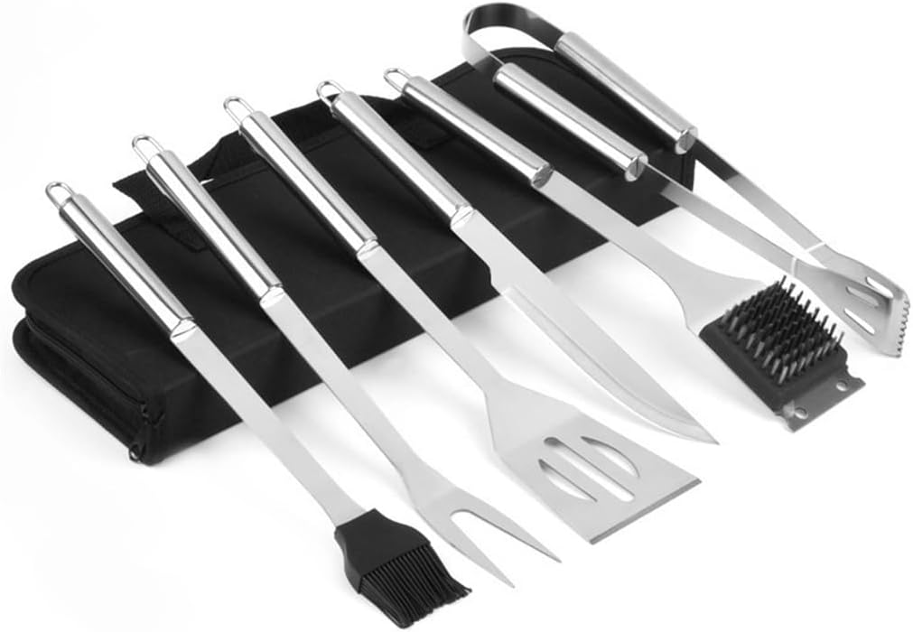 Household Stainless Steel Grill Set Cloth Bag Grill Set 6-piece BBQ Combination Barbecue Tool Set - Image 5