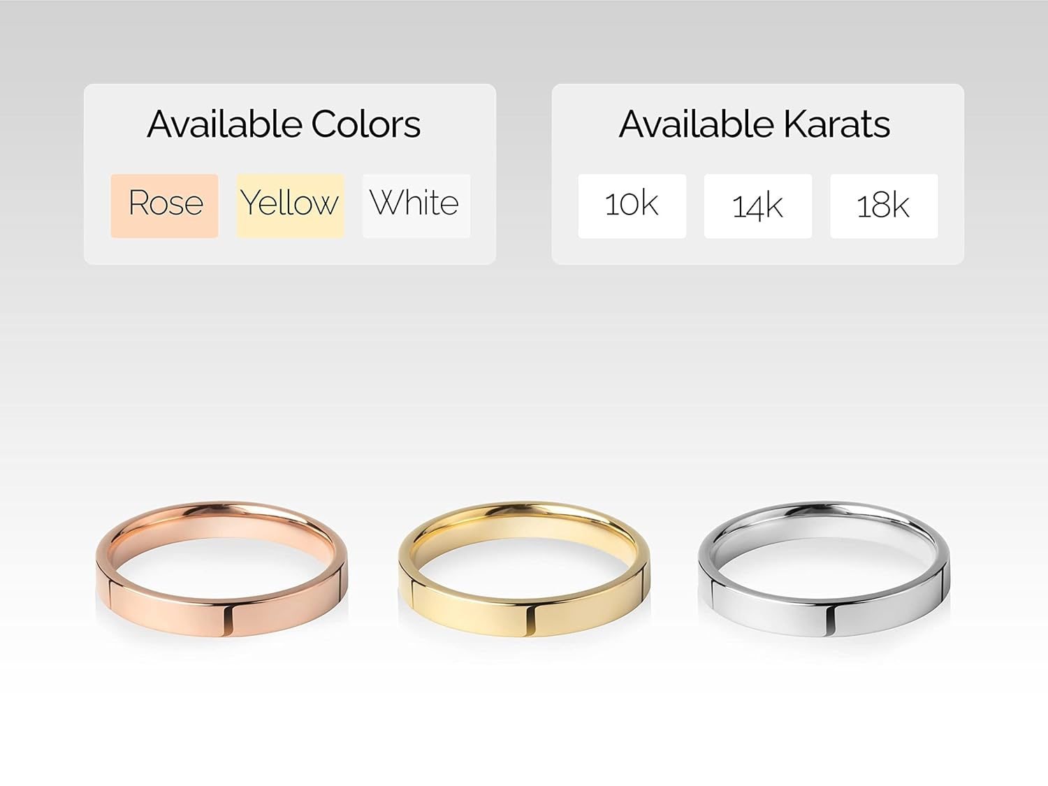 14k Solid Gold Flat Wedding Band (3mm) / Thin Wedding Rings for Women and Men in Yellow, White and Rose Gold - Image 4