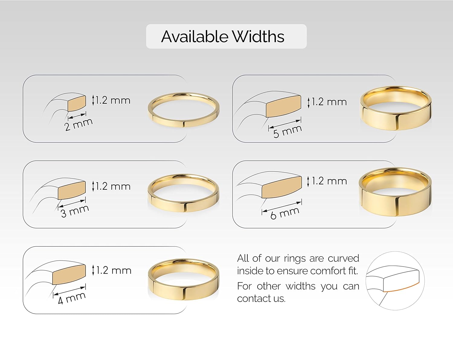 14k Solid Gold Flat Wedding Band (3mm) / Thin Wedding Rings for Women and Men in Yellow, White and Rose Gold - Image 3