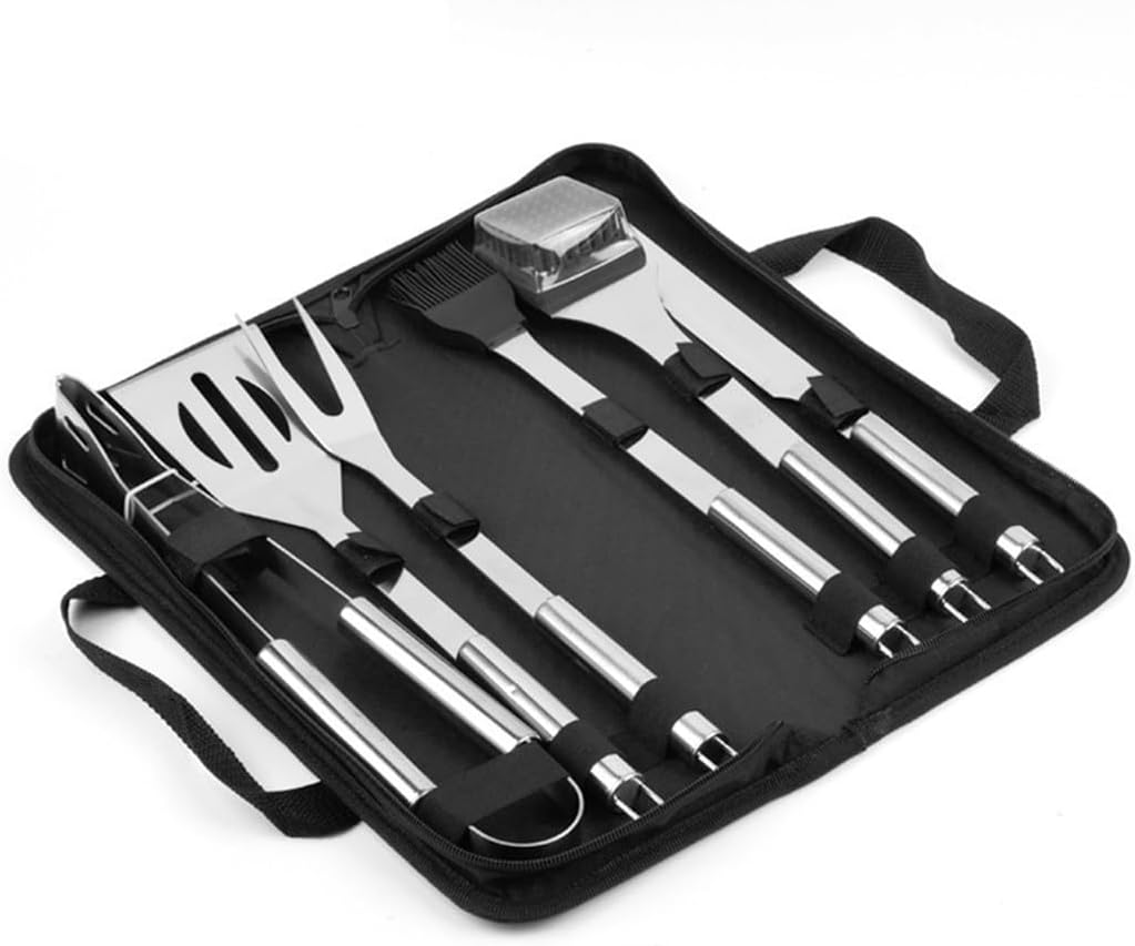 Household Stainless Steel Grill Set Cloth Bag Grill Set 6-piece BBQ Combination Barbecue Tool Set - Image 4