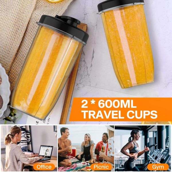 Blender for Shakes and Smoothies, 850W Personal Blender Smoothie Maker, 17 Pieces Countertop Blenders for Kitchen with 6-Edge Blade, Smoothie Blender with 2 * 20 oz To-Go Cups BPA Free, PB-2110 - Image 5