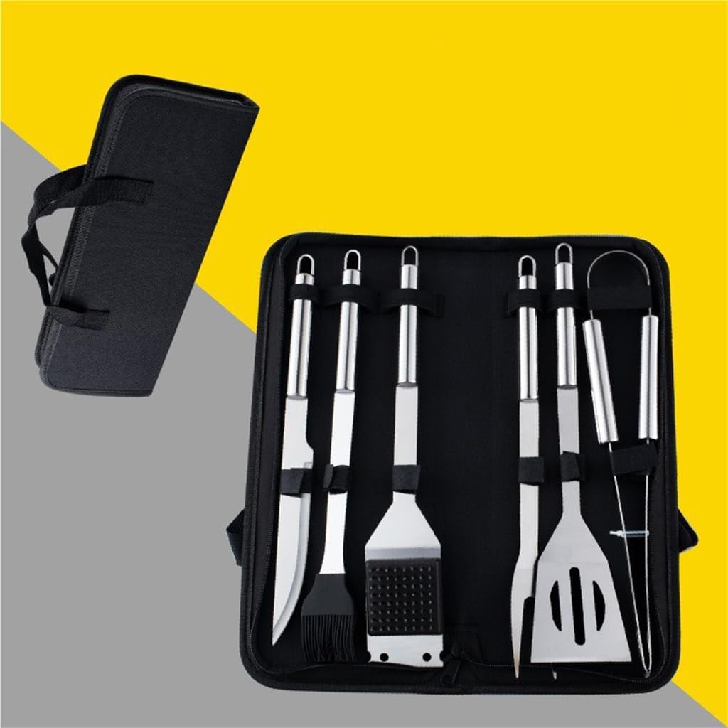 Household Stainless Steel Grill Set Cloth Bag Grill Set 6-piece BBQ Combination Barbecue Tool Set - Image 2