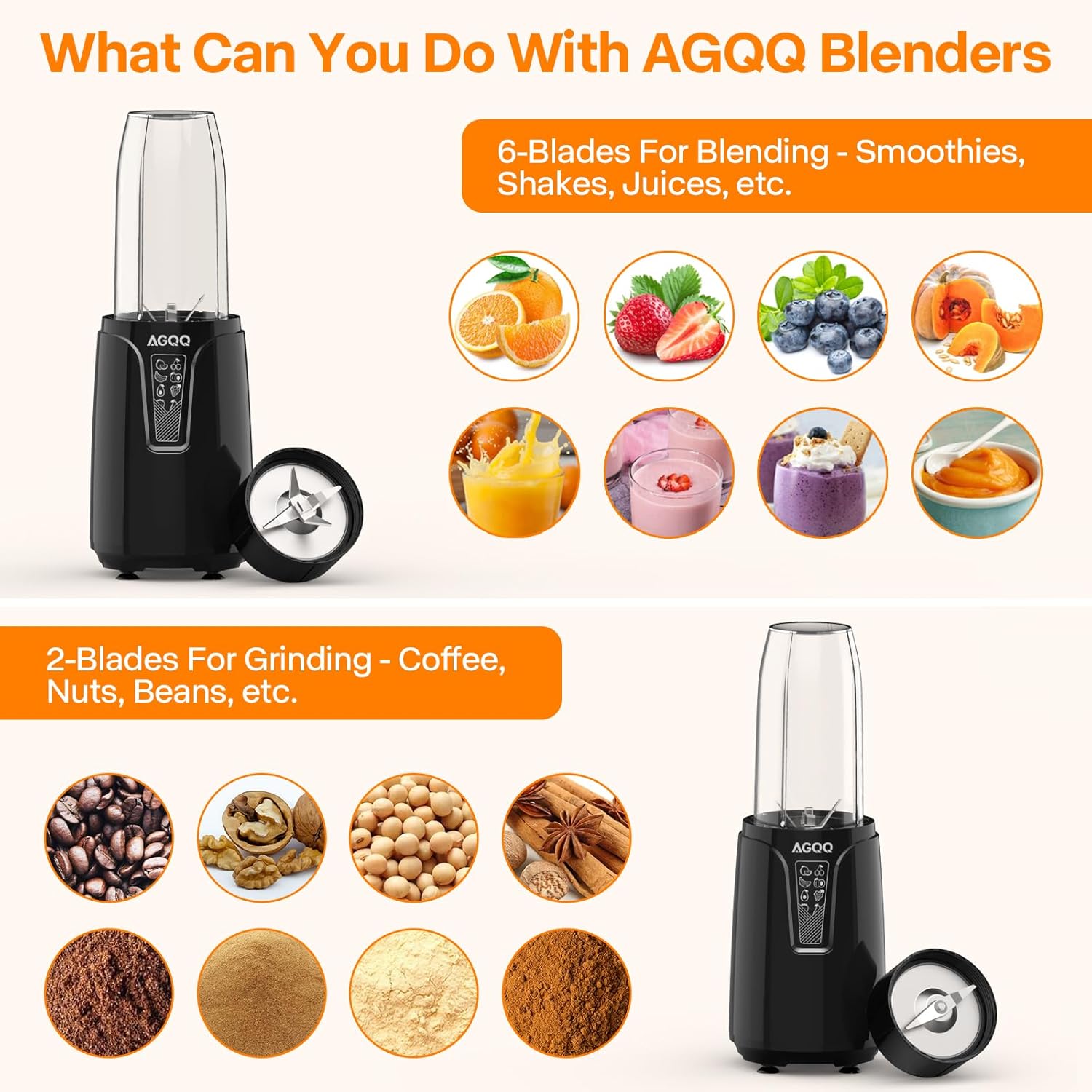 Blender for Shakes and Smoothies, 850W Personal Blender Smoothie Maker, 17 Pieces Countertop Blenders for Kitchen with 6-Edge Blade, Smoothie Blender with 2 * 20 oz To-Go Cups BPA Free, PB-2110 - Image 4