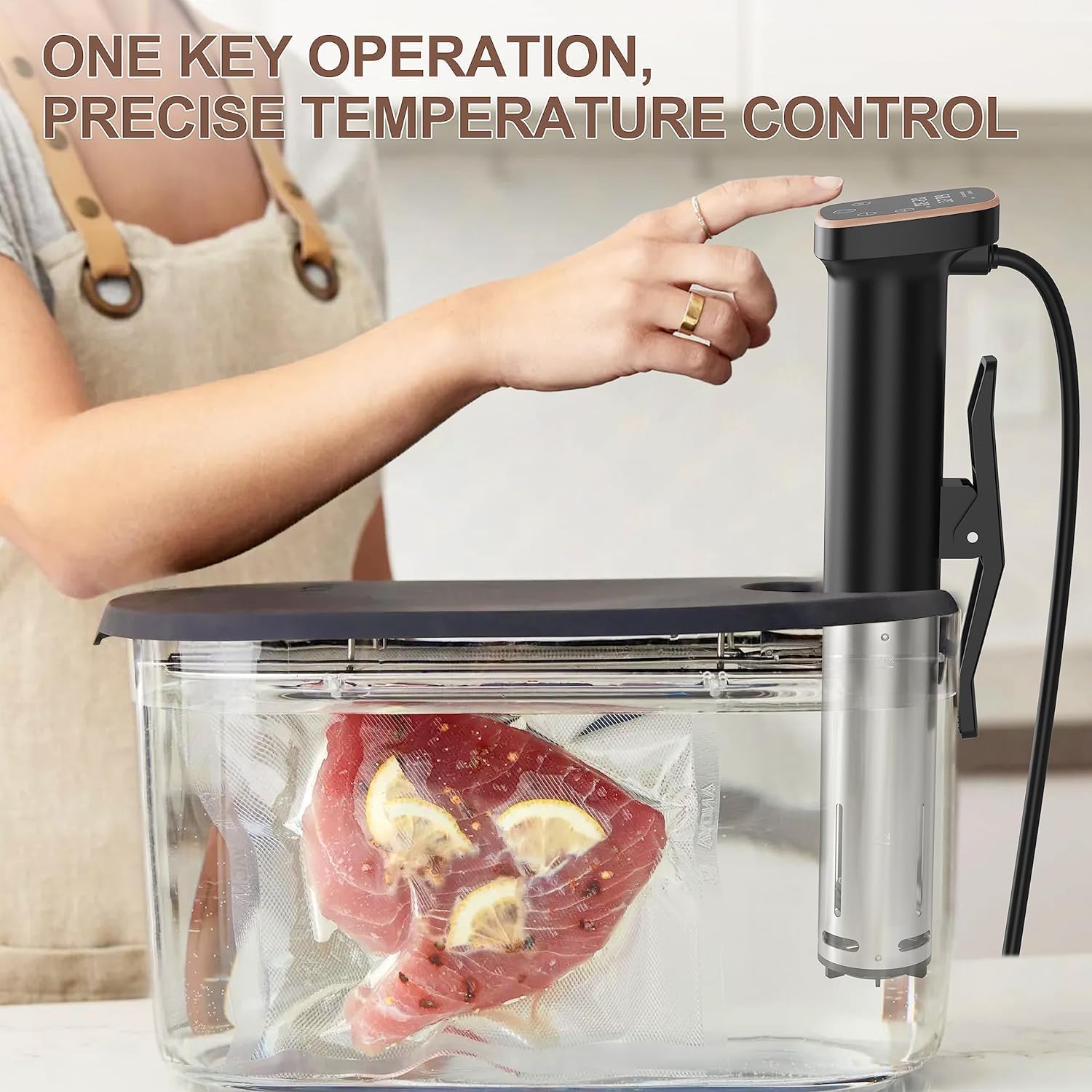 Sous Vide Cooker, 1100W Sous Vide Machine, Ultra-quiet Fast-Heating Immersion Circulator Precise Cooker with Big Touchscreen Accurate Temperature and Time Control, IPX7 Waterproof - Image 6